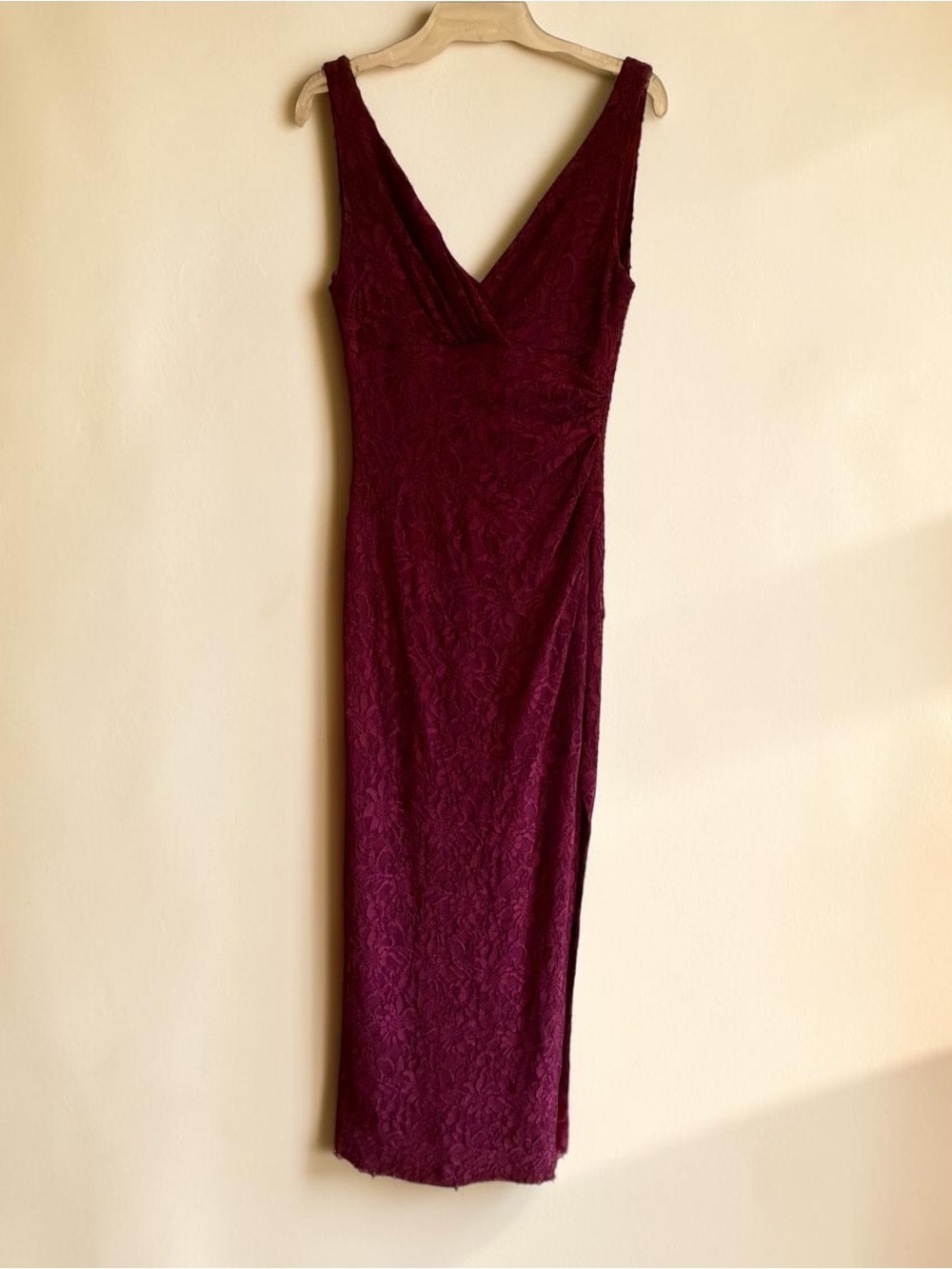 Ralph Lauren Evening Burgundy Lace Maxi Gown 6 V Neck Formal Holiday